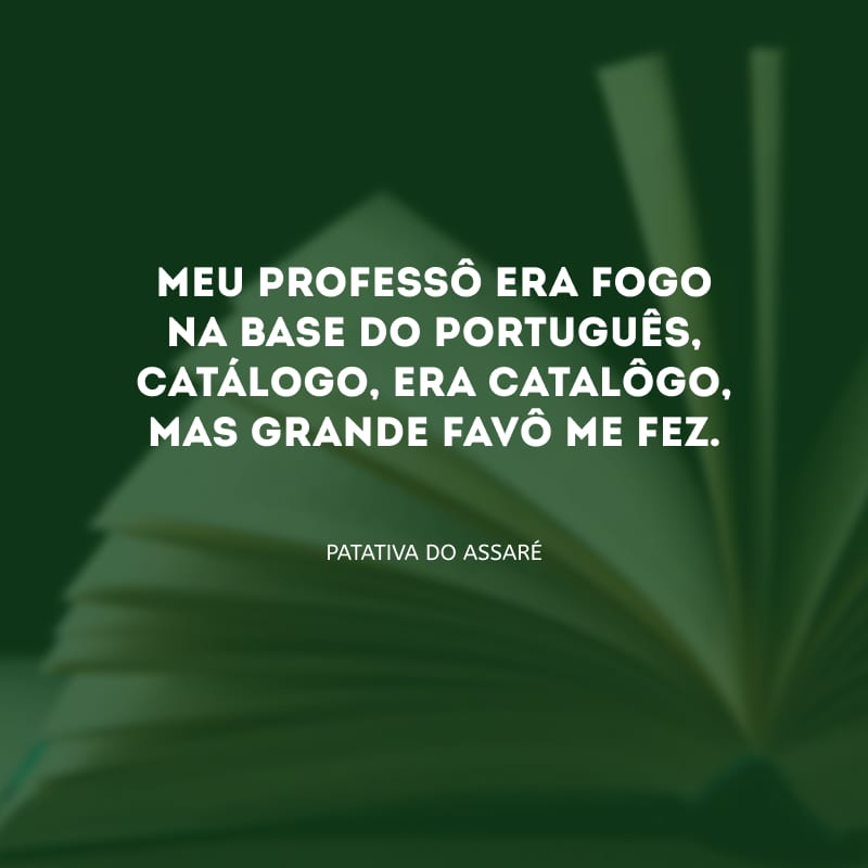 Meu professô era fogo na base do português, catálogo, era catalôgo, mas grande favô me fez.