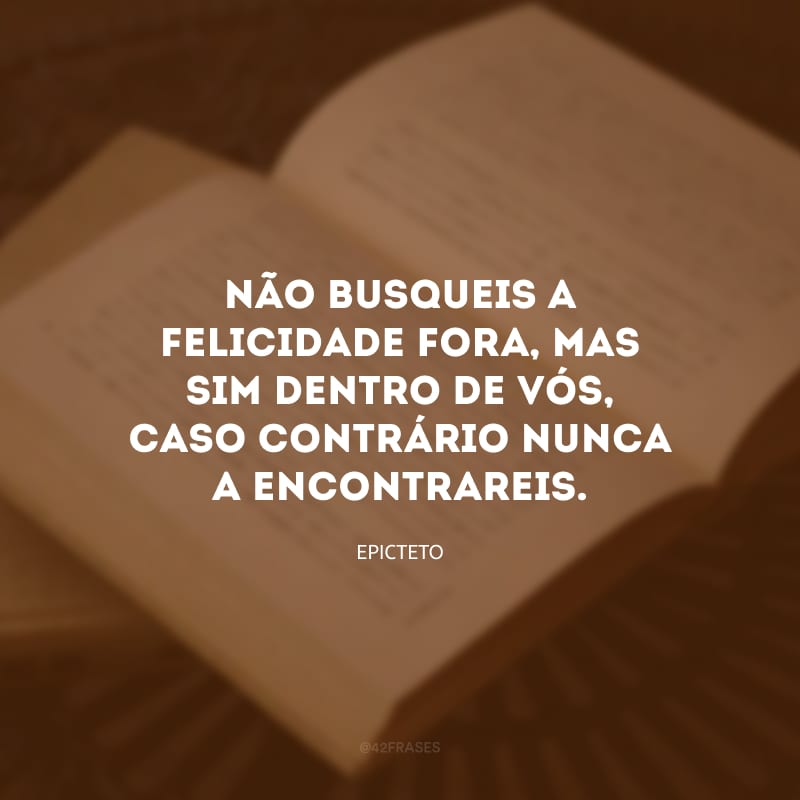 Não busqueis a felicidade fora, mas sim dentro de vós, caso contrário nunca a encontrareis.