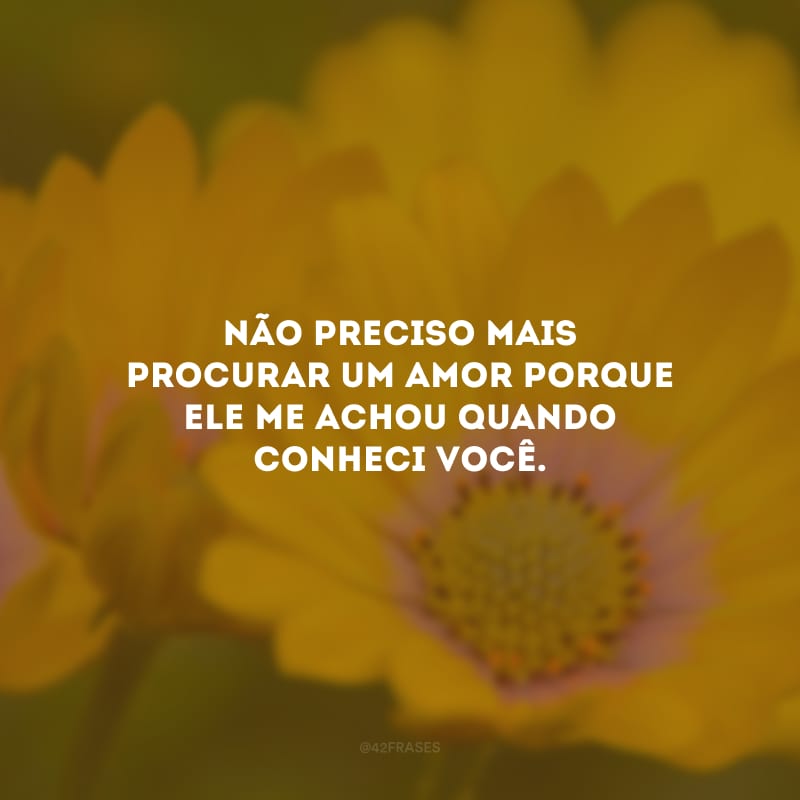 Não preciso mais procurar um amor porque ele me achou quando conheci você.