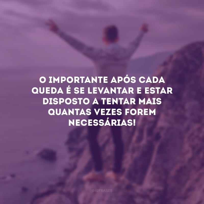 O importante após cada queda é se levantar e estar disposto a tentar mais quantas vezes forem necessárias!