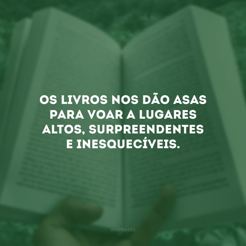 Os livros nos dão asas para voar a lugares altos, surpreendentes e inesquecíveis.