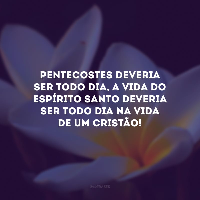 Pentecostes deveria ser todo dia, a vida do Espírito Santo deveria ser todo dia na vida de um cristão! 