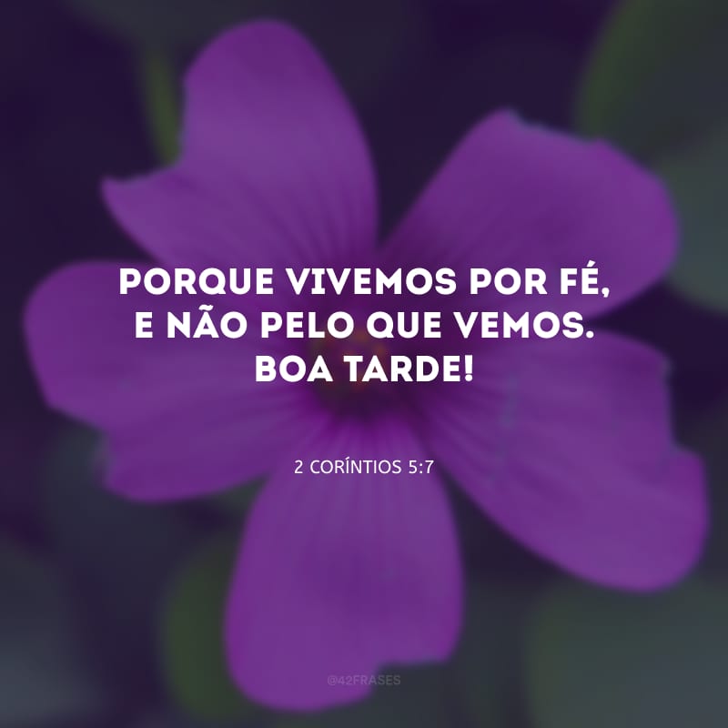 Porque vivemos por fé, e não pelo que vemos. Boa tarde!

