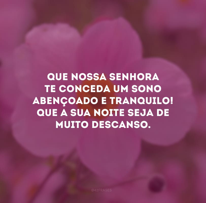 Que Nossa Senhora te conceda um sono abençoado e tranquilo! Que a sua noite seja de muito descanso. 