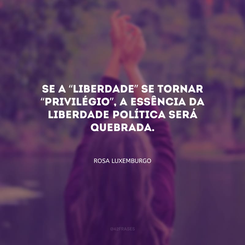 Se a “liberdade” se tornar “privilégio”, a essência da liberdade política será quebrada.