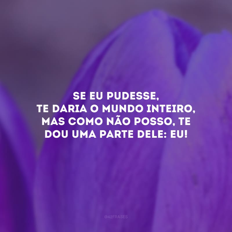 Se eu pudesse, te daria o mundo inteiro, mas como não posso, te dou uma parte dele: eu!