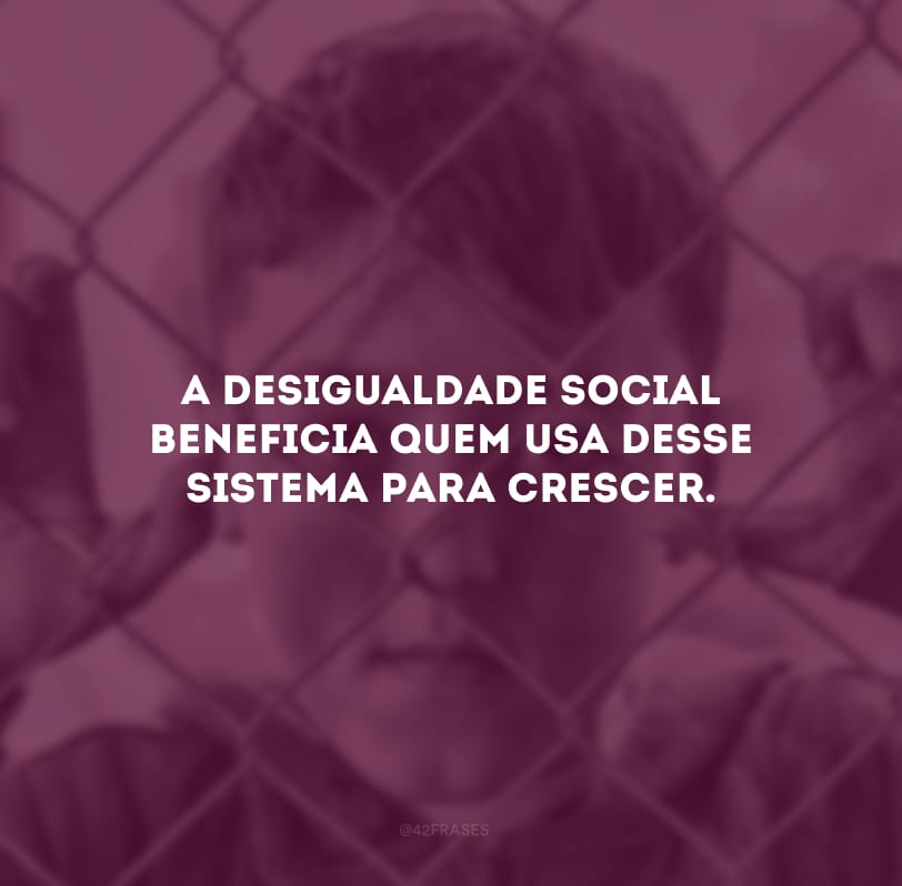 A desigualdade social beneficia quem usa desse sistema para crescer.