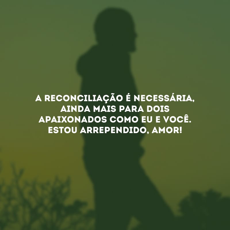 A reconciliação é necessária, ainda mais para dois apaixonados como eu e você. Estou arrependido, amor!