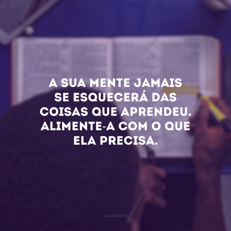 A sua mente jamais se esquecerá das coisas que aprendeu. Alimente-a com o que ela precisa.