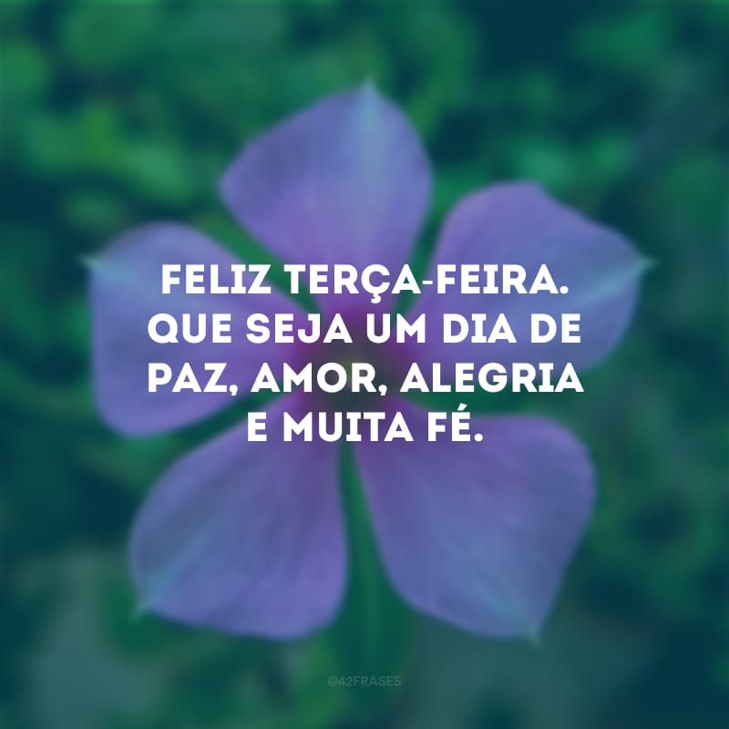 Feliz terça-feira. Que seja um dia de paz, amor, alegria e muita fé.