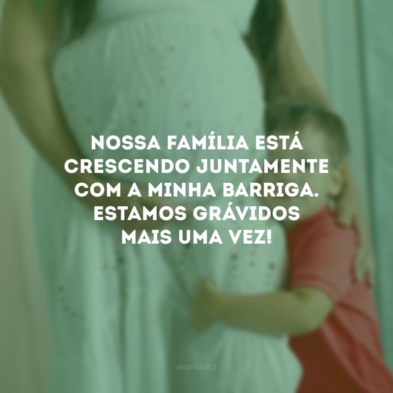 Nossa família está crescendo juntamente com a minha barriga. Estamos grávidos mais uma vez!