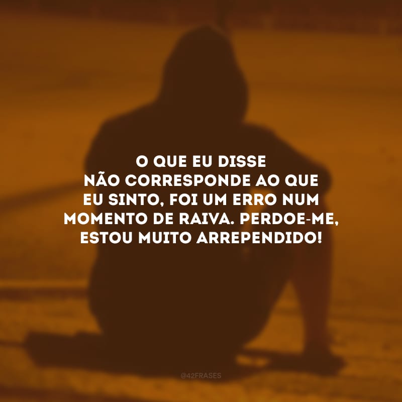 O que eu disse não corresponde ao que eu sinto, foi um erro num momento de raiva. Perdoe-me, estou muito arrependido!