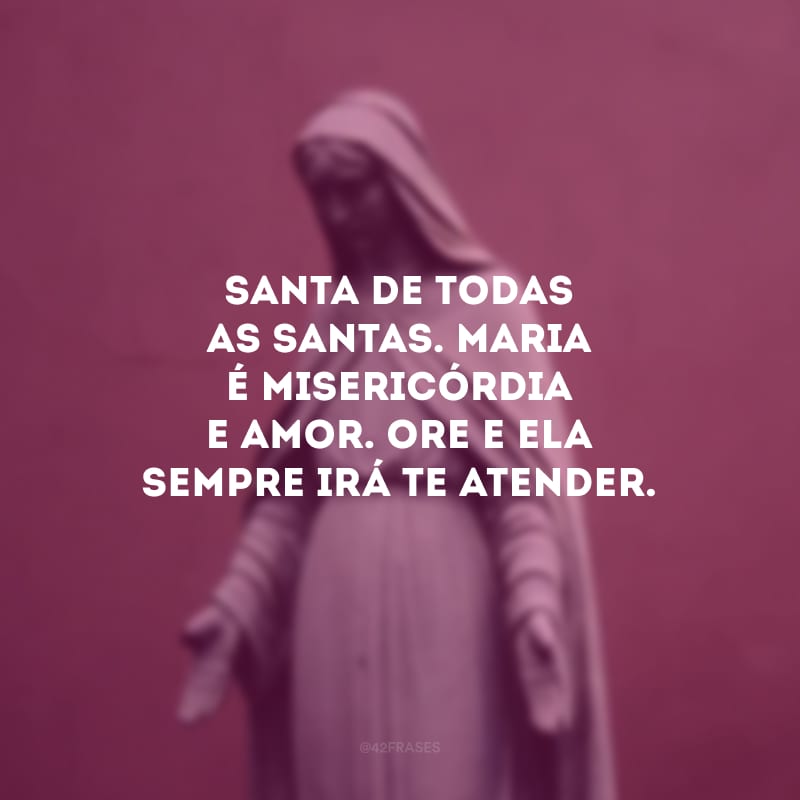 Santa de todas as santas. Maria é misericórdia e amor. Ore e ela sempre irá te atender. 