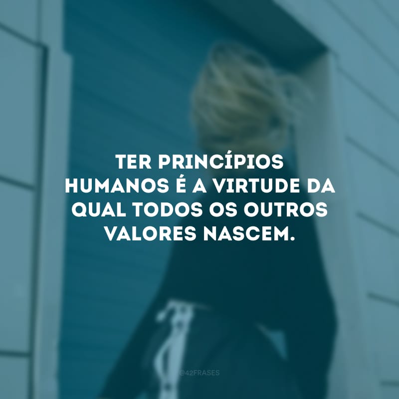 Ter princípios humanos é a virtude da qual todos os outros valores nascem.