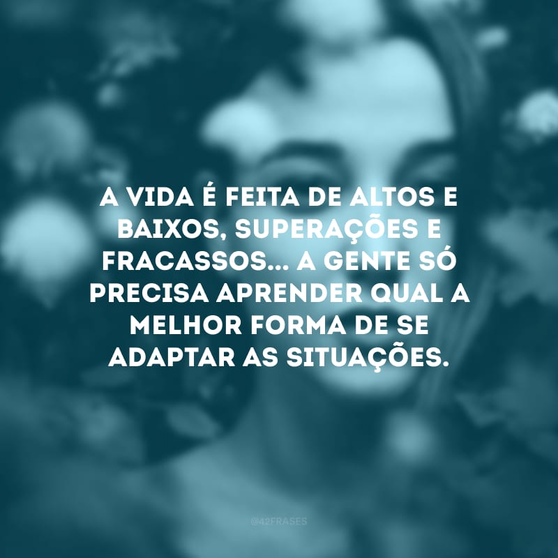 A vida é feita de altos e baixos, superações e fracassos... A gente só precisa aprender qual a melhor forma de se adaptar as situações. 