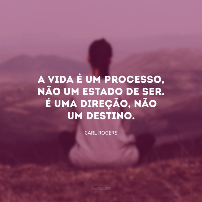 A vida é um processo, não um estado de ser. É uma direção, não um destino.