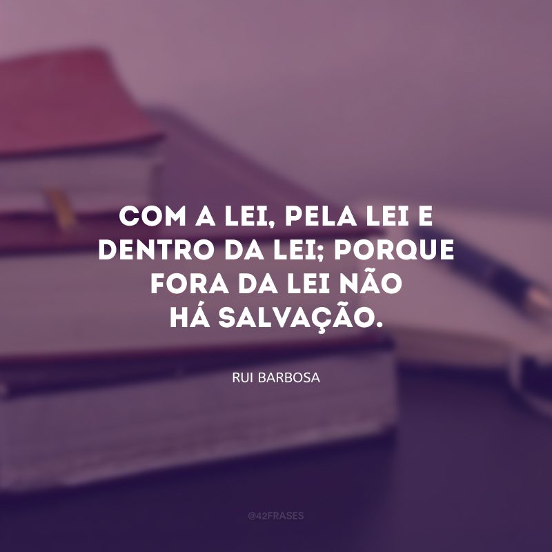 Com a lei, pela lei e dentro da lei; porque fora da lei não há salvação.