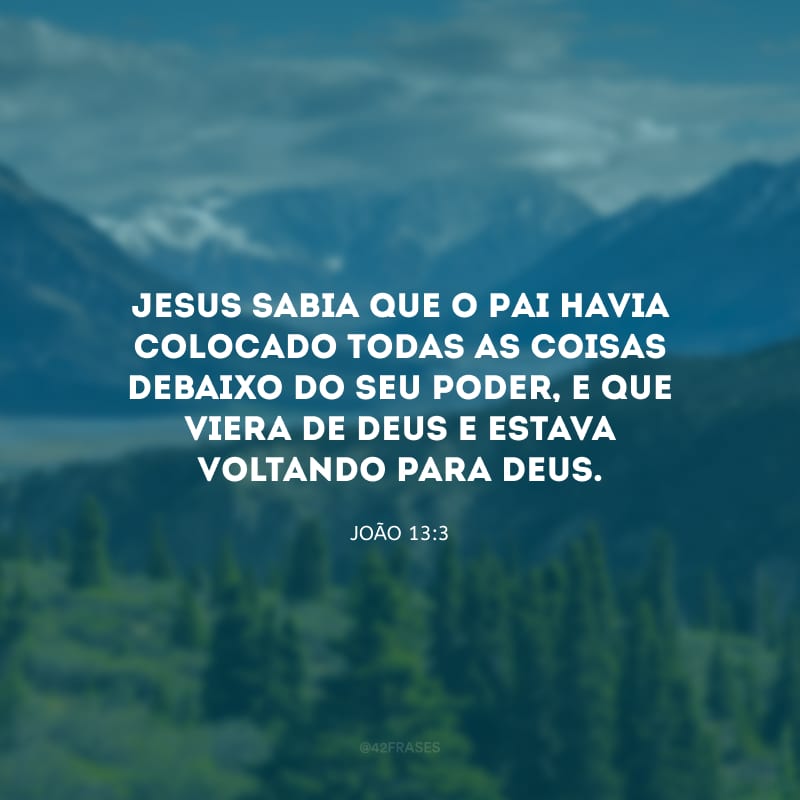 Jesus sabia que o Pai havia colocado todas as coisas debaixo do seu poder, e que viera de Deus e estava voltando para Deus.