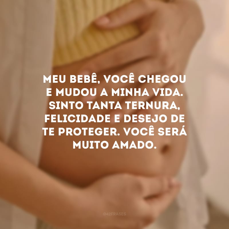 Meu bebê, você chegou e mudou a minha vida. Sinto tanta ternura, felicidade e desejo de te proteger. Você será muito amado.