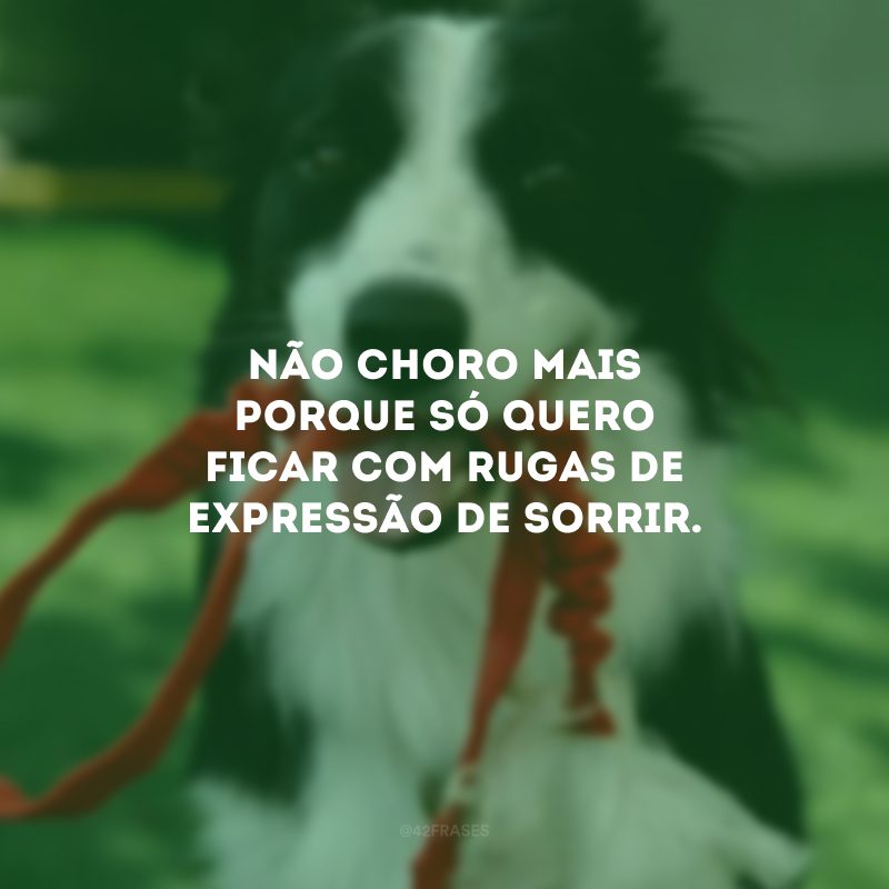 Não choro mais porque só quero ficar com rugas de expressão de sorrir.