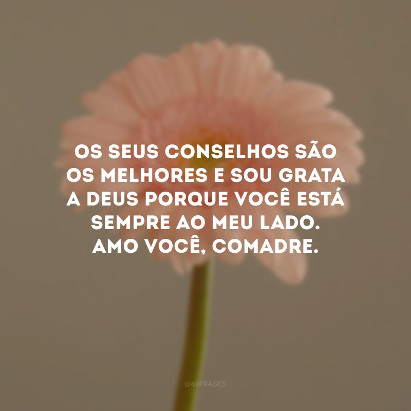 Os seus conselhos são os melhores e sou grata a Deus porque você está sempre ao meu lado. Amo você, comadre.