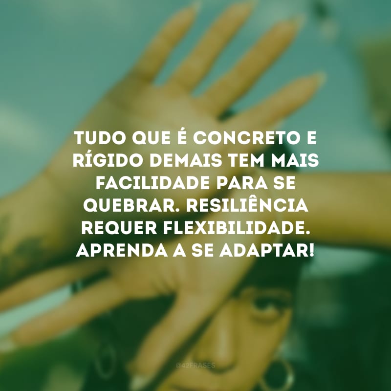 Tudo que é concreto e rígido demais tem mais facilidade para se quebrar. Resiliência requer flexibilidade. Aprenda a se adaptar! 