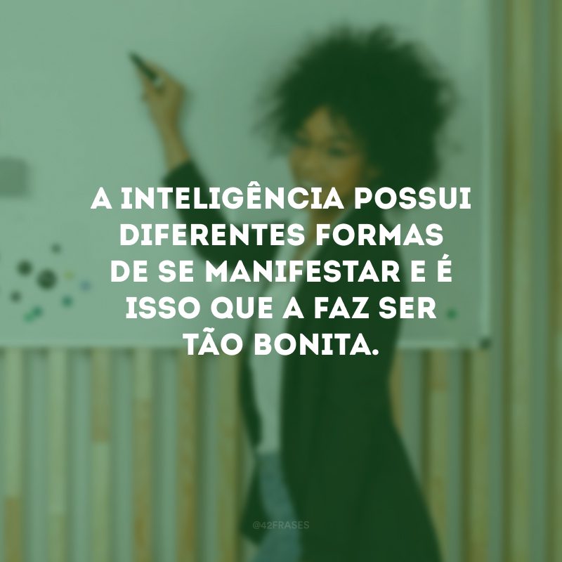 A inteligência possui diferentes formas de se manifestar e é isso que a faz ser tão bonita.