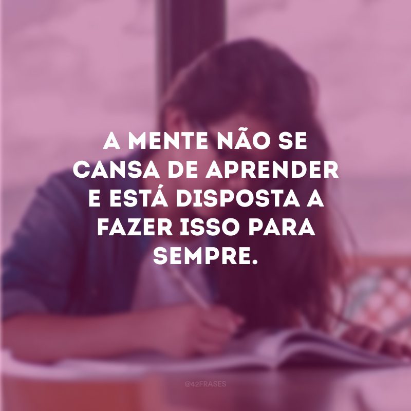 A mente não se cansa de aprender e está disposta a fazer isso para sempre.