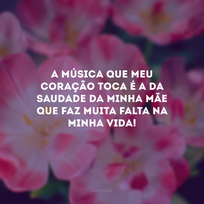 A música que meu coração toca é a da saudade da minha mãe que faz muita falta na minha vida!