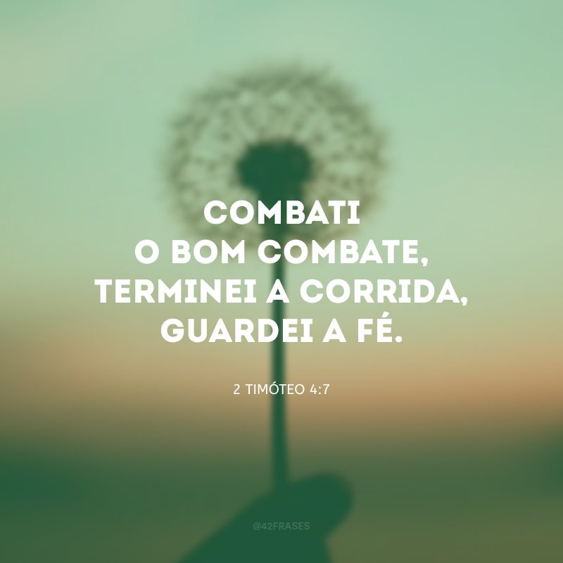 Combati o bom combate, terminei a corrida, guardei a fé.