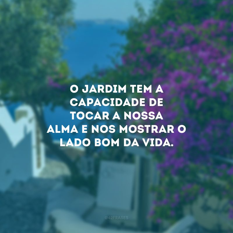 O jardim tem a capacidade de tocar a nossa alma e nos mostrar o lado bom da vida.