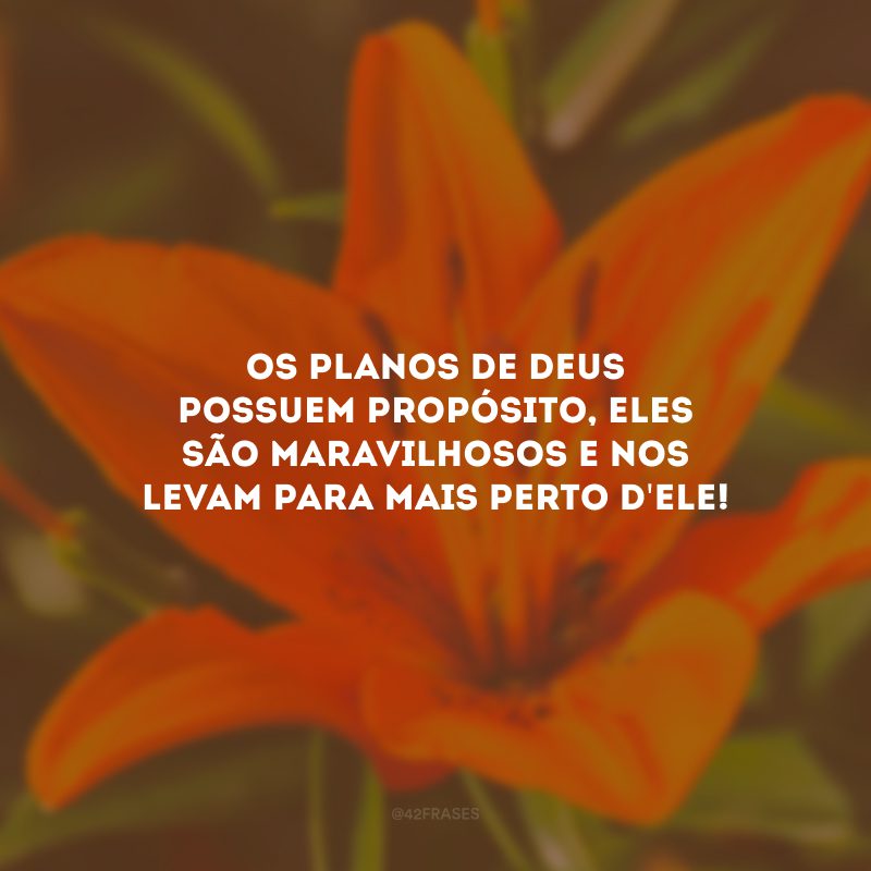 Os planos de Deus possuem propósito, eles são maravilhosos e nos levam para mais perto d\'Ele!