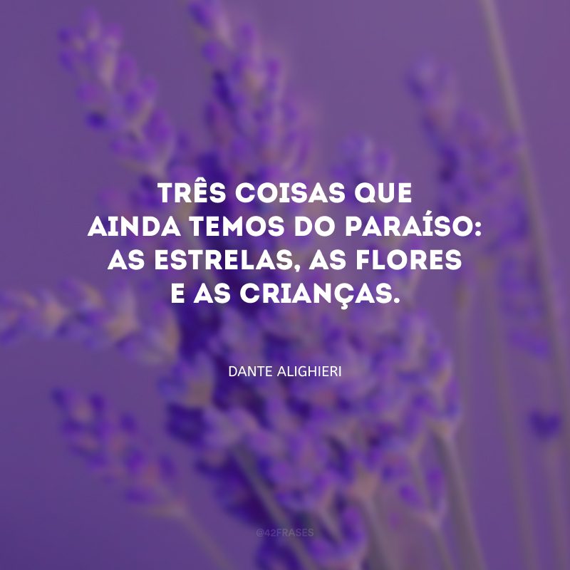 Três coisas que ainda temos do paraíso: as estrelas, as flores e as crianças.