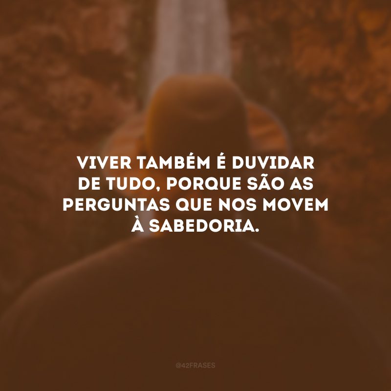 Viver também é duvidar de tudo, porque são as perguntas que nos movem à sabedoria.