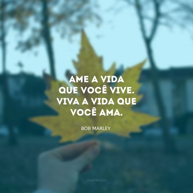 Ame a vida que você vive. Viva a vida que você ama.