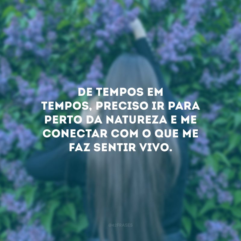 De tempos em tempos, preciso ir para perto da natureza e me conectar com o que me faz sentir vivo.