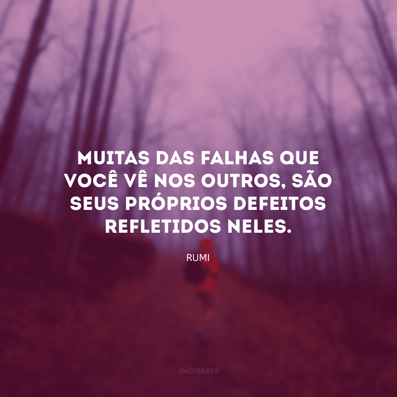 Muitas das falhas que você vê nos outros, são seus próprios defeitos refletidos neles.