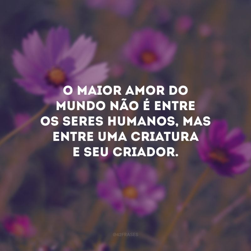 O maior amor do mundo não é entre os seres humanos, mas entre uma criatura e seu Criador.