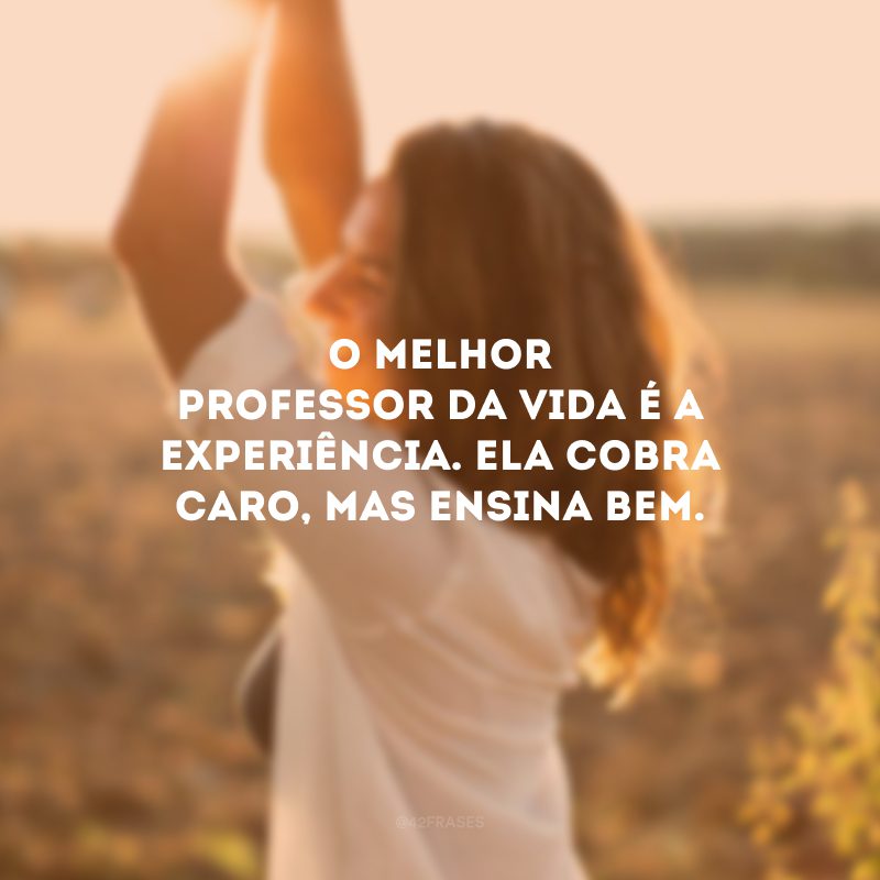 O melhor professor da vida é a experiência. Ela cobra caro, mas ensina bem. 