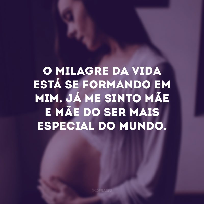 O milagre da vida está se formando em mim. Já me sinto mãe e mãe do ser mais especial do mundo.