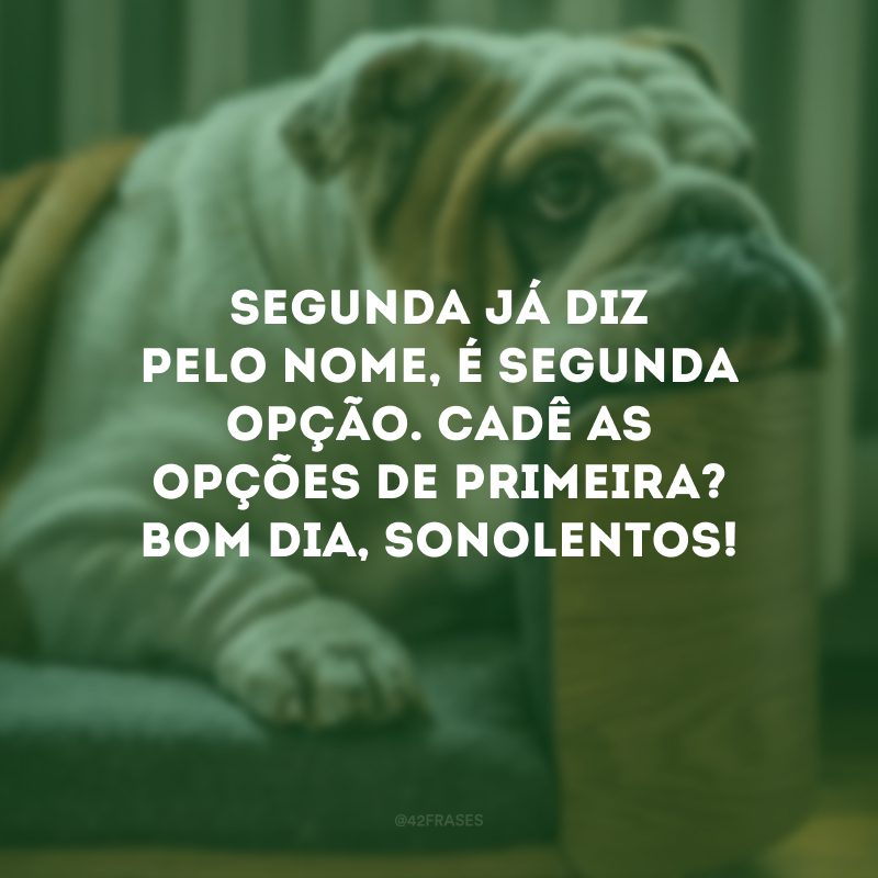 Segunda já diz pelo nome, é segunda opção. Cadê as opções de primeira? Bom dia, sonolentos!