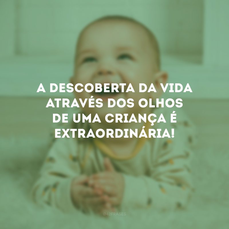 A descoberta da vida através dos olhos de uma criança é extraordinária!