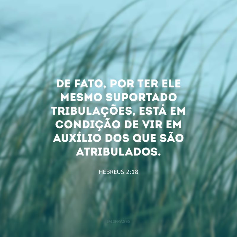 De fato, por ter Ele mesmo suportado tribulações, está em condição de vir em auxílio dos que são atribulados.
