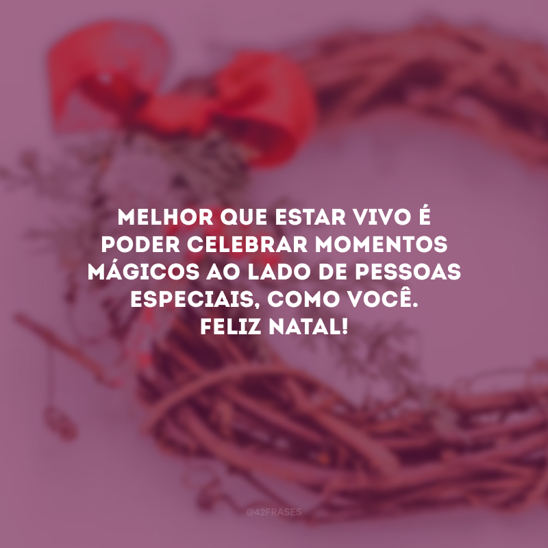 Melhor que estar vivo é poder celebrar momentos mágicos ao lado de pessoas especiais, como você. Feliz Natal!