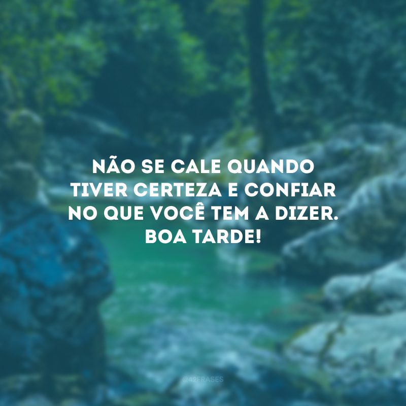 Não se cale quando tiver certeza e confiar no que você tem a dizer. Boa tarde!