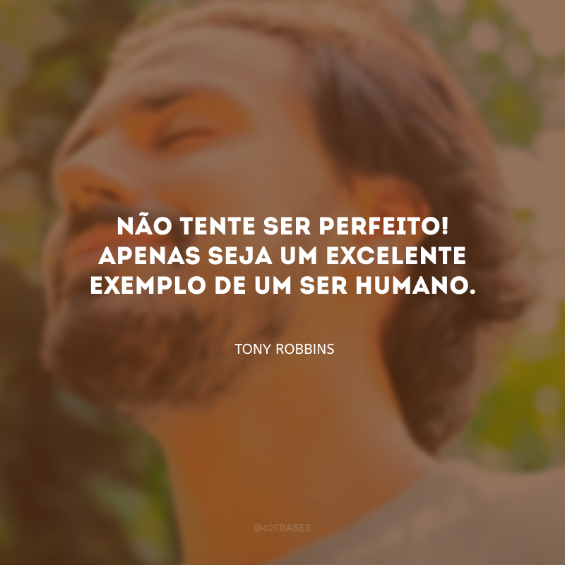 Não tente ser perfeito! Apenas seja um excelente exemplo de um ser humano. 