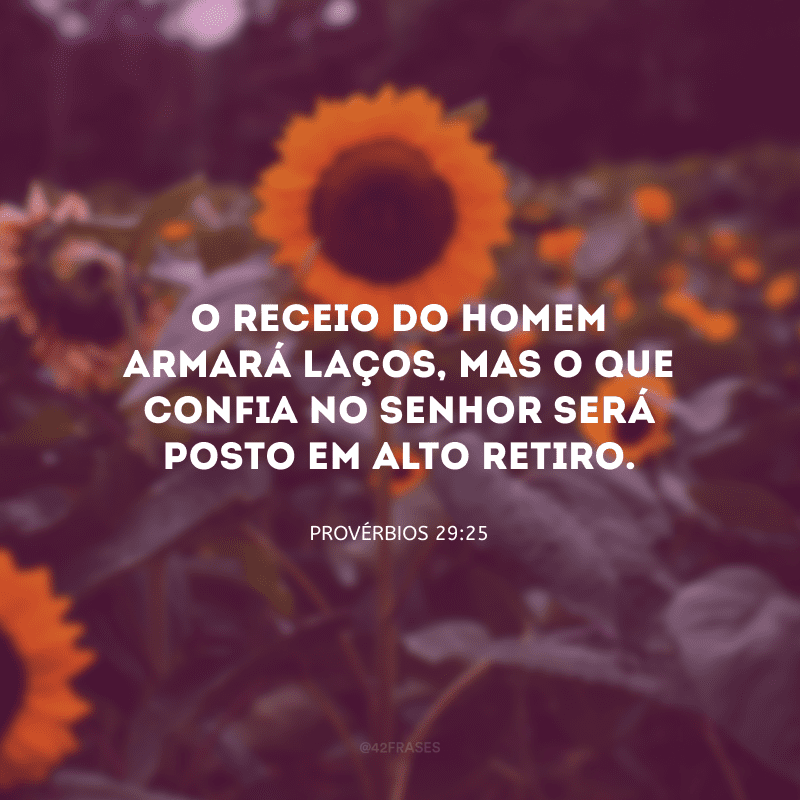 O receio do homem armará laços, mas o que confia no Senhor será posto em alto retiro.