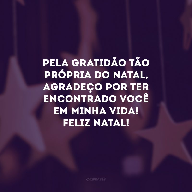 Pela gratidão tão própria do Natal, agradeço por ter encontrado você em minha vida! Feliz Natal!