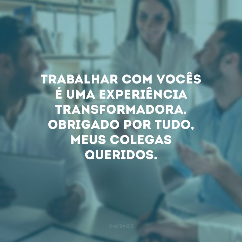 Trabalhar com vocês é uma experiência transformadora. Obrigado por tudo, meus colegas queridos.