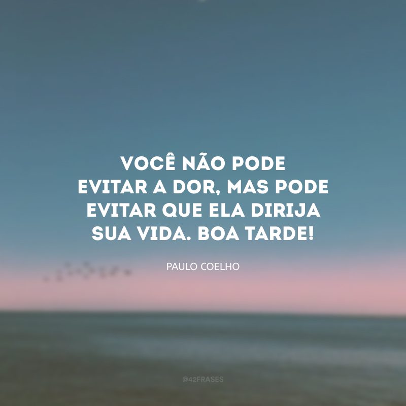 Você não pode evitar a dor, mas pode evitar que ela dirija sua vida. Boa tarde!